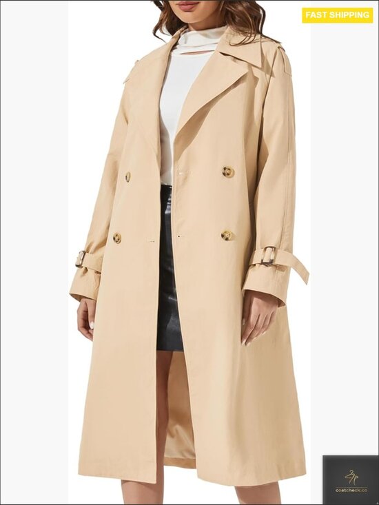 Jackets & Blazers - Double Breasted Long Trench Coat Classic Lapel Windproof Belted Lightweight